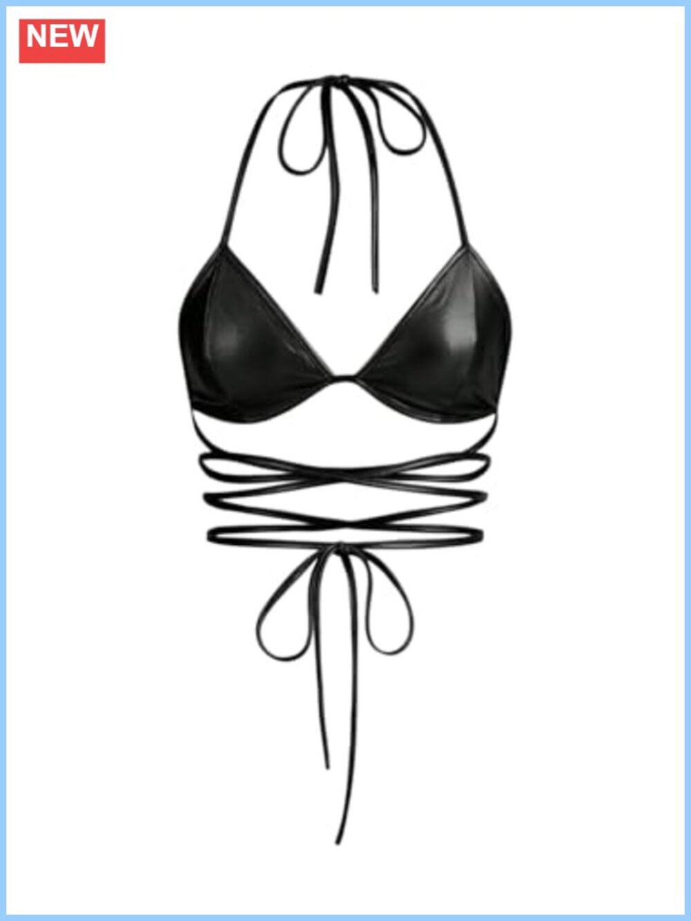 Faux Leather Criss Cross Halter Crop Top Y2K Backless Party Club